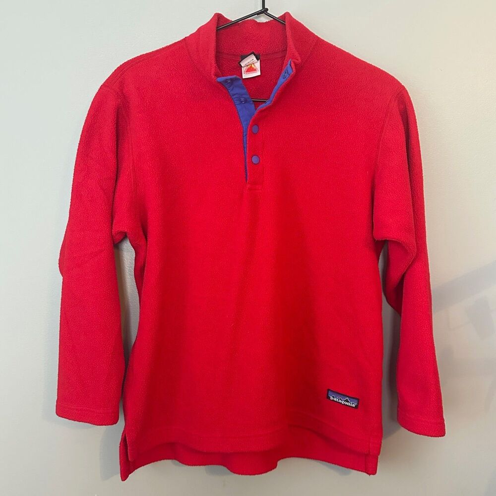 Vintage Patagonia Red Better Sweater Henley Pullover Fleece Boys Size 10